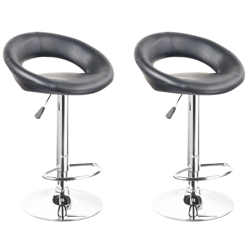 Kit 02 Banquetas Estofadas Lux com Regulagem Preto - Facthus