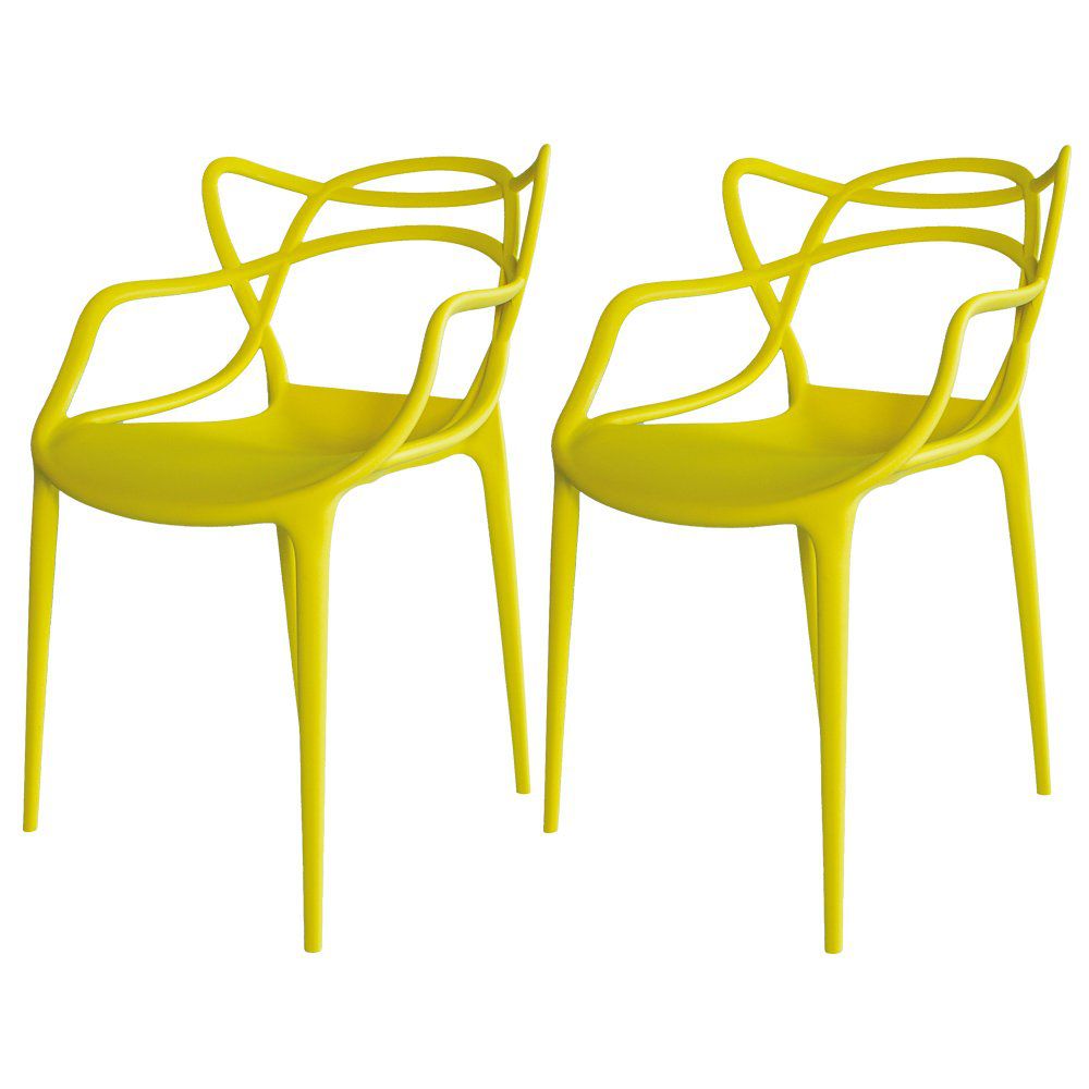 Kit 02 Cadeiras Decorativa Amsterdam Amarelo - Facthus