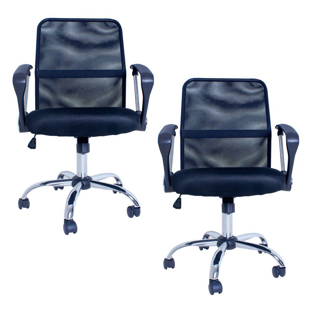 Kit 02 Cadeiras para Escritório Premier Office Giratória Preto - Facthus