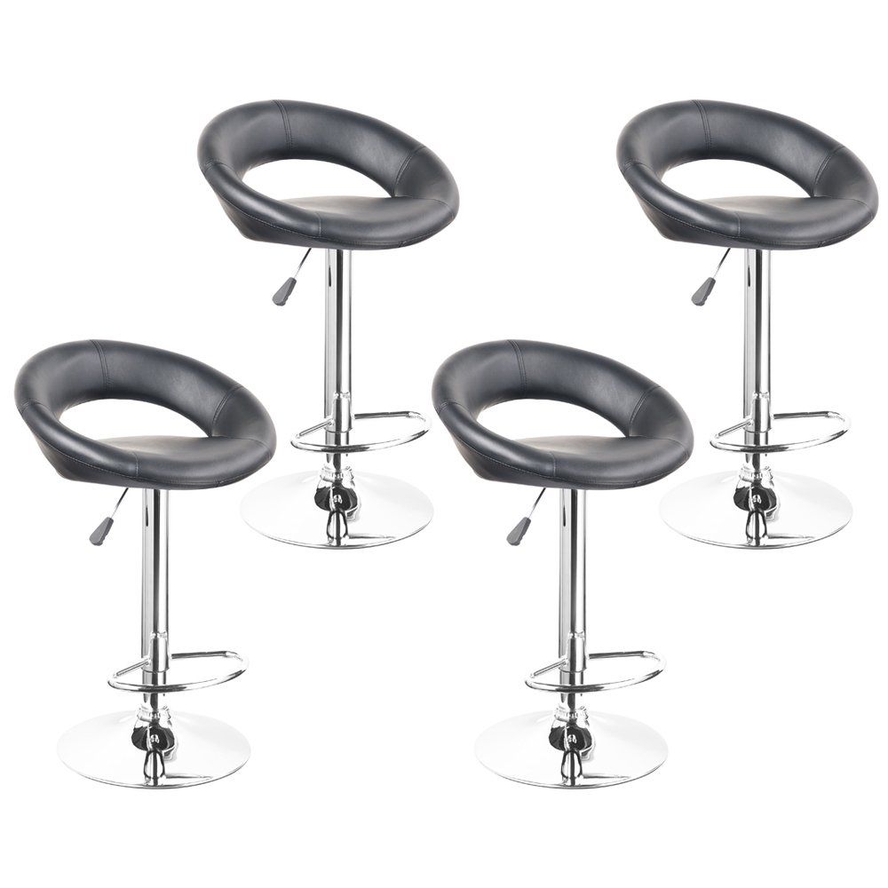 Kit 04 Banquetas Estofadas Lux com Regulagem Preto - Facthus