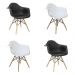 Kit 04 Cadeiras Charles Melbourne com Base de Madeira Branco/Preto - Facthus