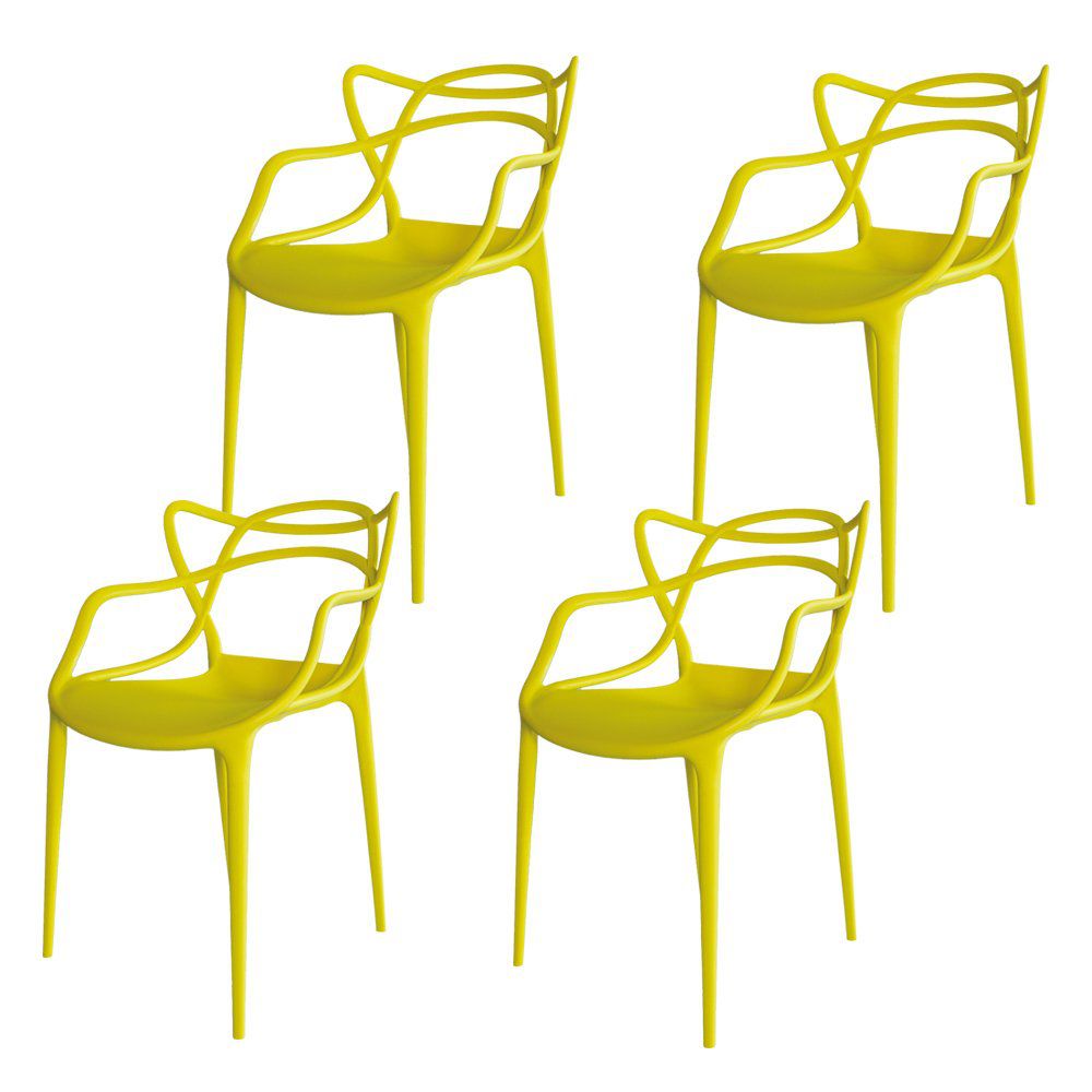 Kit 04 Cadeiras Decorativa Amsterdam Amarelo - Facthus