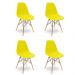 Kit 04 Cadeiras Eiffel Charles Eames Base Madeira Sala de Jantar Amarelo - SSX Multicoisas