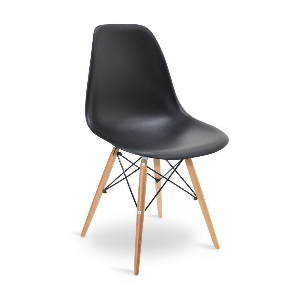 Kit 04 Cadeiras Eiffel Charles Eames Base Madeira Sala de Jantar Preto - SSX Multicoisas