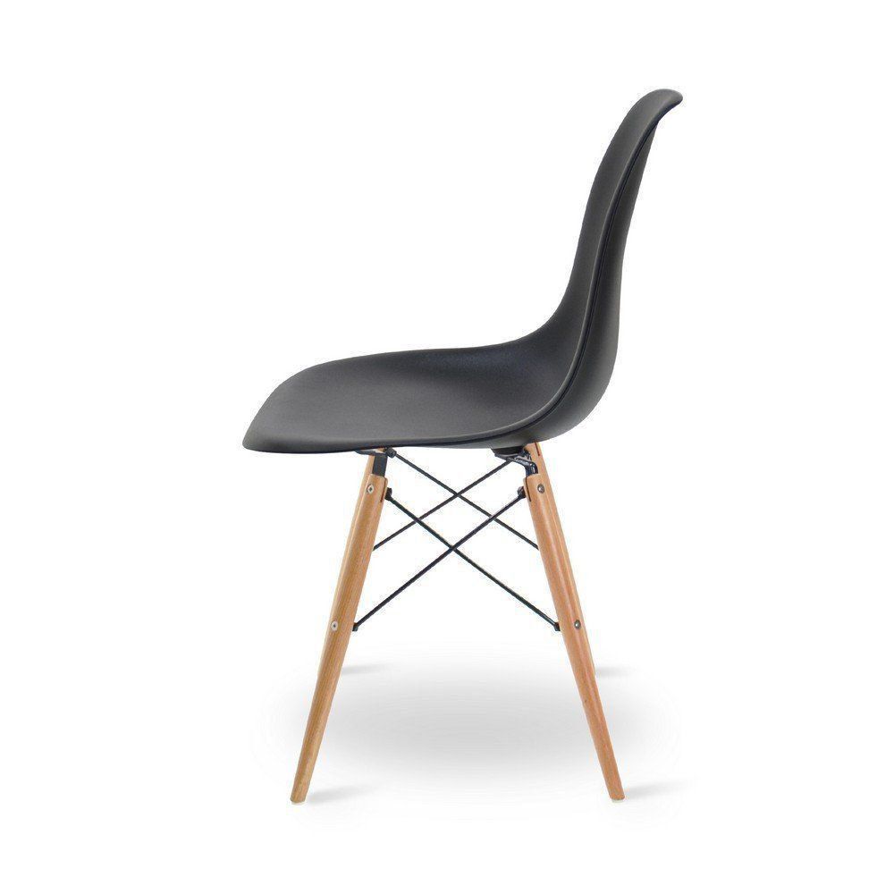 Kit 04 Cadeiras Eiffel Charles Eames Base Madeira Sala de Jantar Preto - SSX Multicoisas