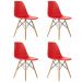 Kit 04 Cadeiras Eiffel Charles Eames Base Madeira Sala de Jantar Vermelho - SSX Multicoisas