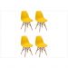 Kit 04 Cadeiras Eiffel Charles Eames em ABS Amarela com Base de Madeira DSW