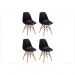 Kit 04 Cadeiras Eiffel Charles Eames em ABS Preta com Base de Madeira DSW