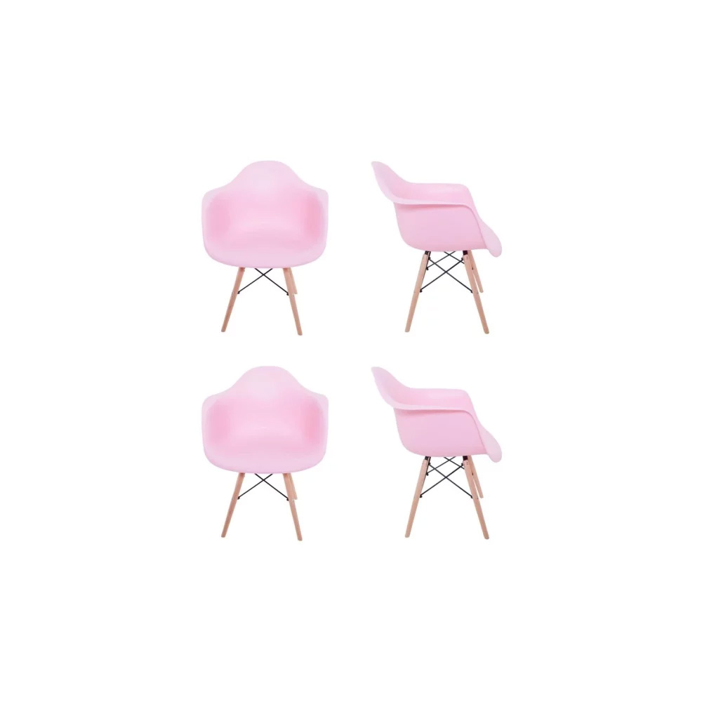 Kit 04 Cadeiras Eiffel Melbourne Rosa com Pés Palito em Madeira - SSX Multicoisas