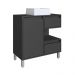 Gabinete Banheiro 80cm Paula Grafite com Cuba Branca Gavetas 1 Porta e 1 Nicho
