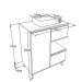 Gabinete Banheiro 80cm Paula Grafite com Cuba Branca Gavetas 1 Porta e 1 Nicho