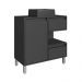 Gabinete Banheiro 80cm Paula Grafite com Cuba Preta Gavetas 1 Porta e 1 Nicho