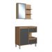 Gabinete Banheiro 80cm Paula Mel Grafite Espelheira 1Porta Sem Cuba