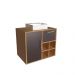 Gabinete Suspenso 68cm Eduarda Mel Grafite Cuba Branca Porta Gaveta Nicho Aberto De Banheiro