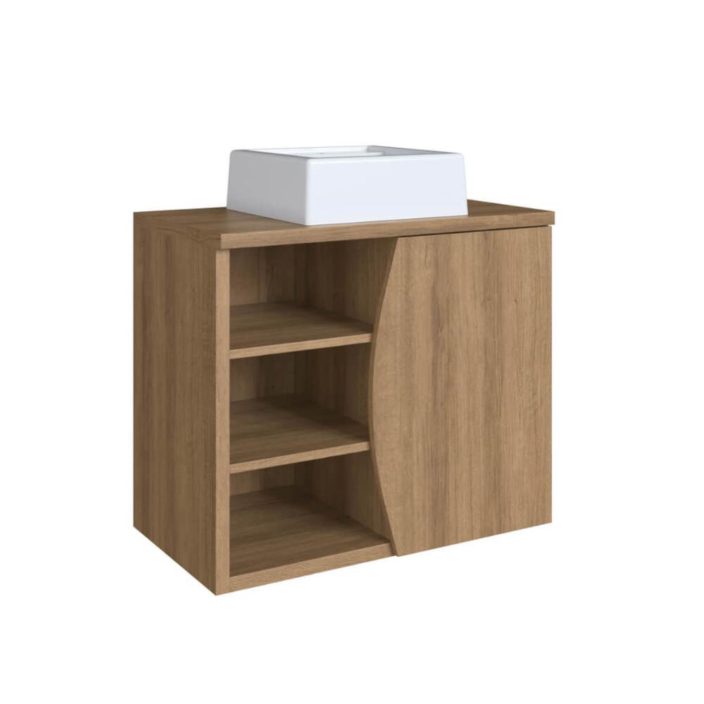 Gabinete Suspenso 70cm Laura Mel Cuba Branca Porta e 2 Prateleiras