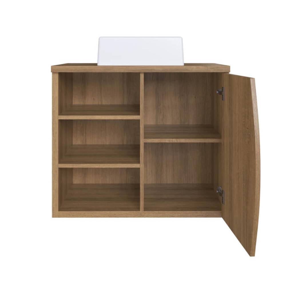 Gabinete Suspenso 70cm Laura Mel Cuba Branca Porta e 2 Prateleiras