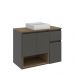 Gabinete de Banheiro Suspenso 80x40x62cm Aurora com Cuba Mel Grafite MDP Faema