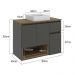 Gabinete de Banheiro Suspenso 80x40x62cm Aurora com Cuba Mel Grafite MDP Faema
