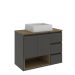 Gabinete de Banheiro Suspenso com Cuba 80x62cm Mel Grafite Vitória MDP Faema