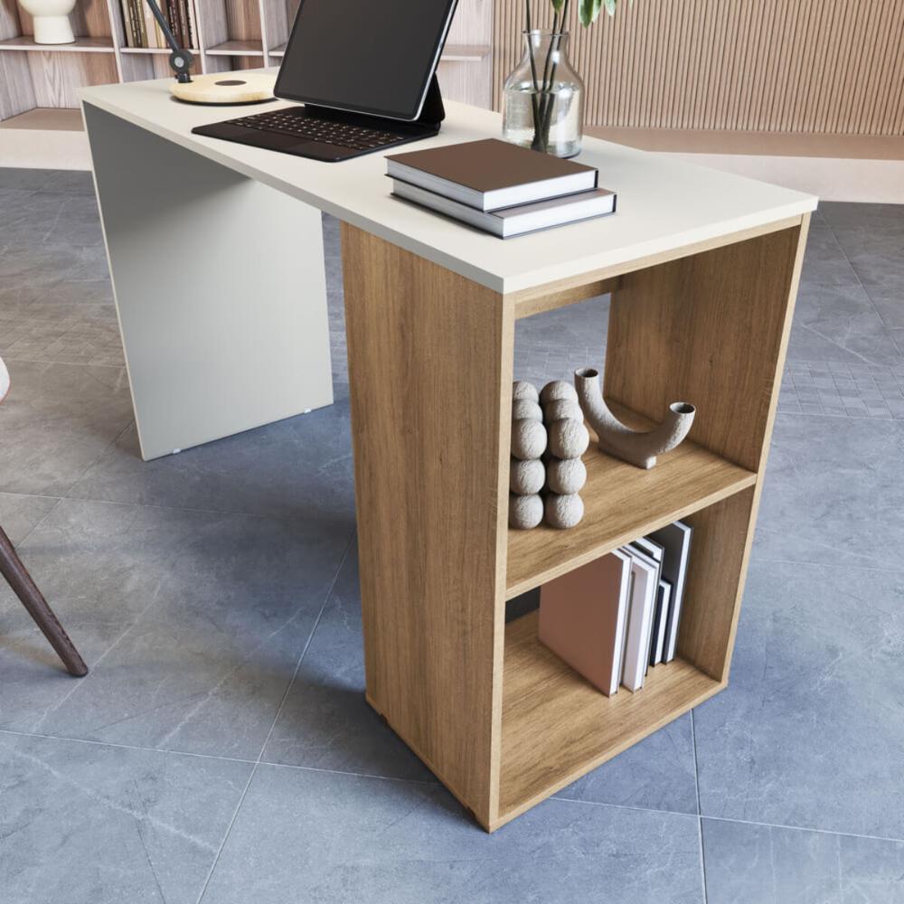Mesa Escrivaninha 120cm Com Nicho Aberto Arenas Mel Faema