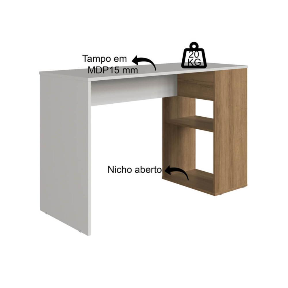 Mesa Escrivaninha 120cm Com Nicho Aberto Arenas Mel Faema