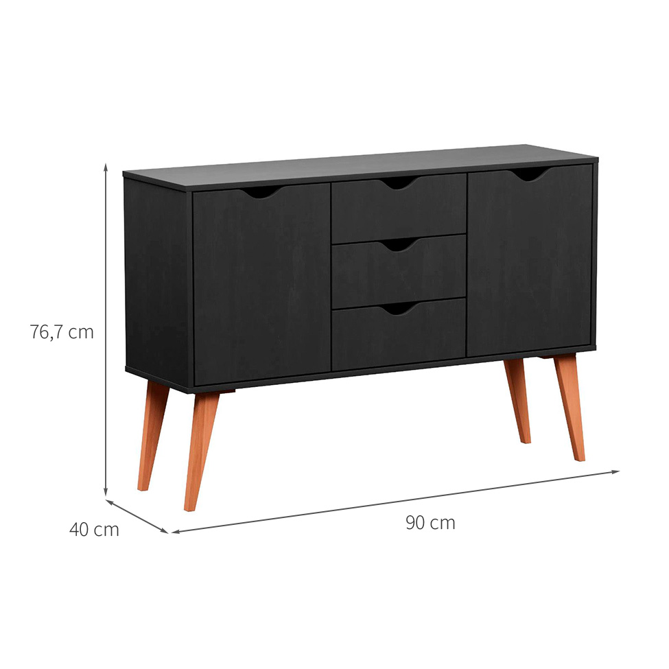 Cômoda Ipanema 4 GV Preta 90 cm