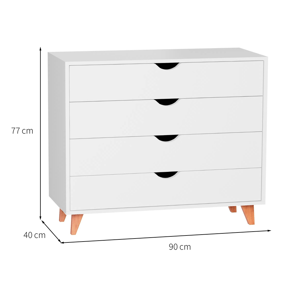 Cômoda Ipanema 4 Gavetas Branca 90 cm
