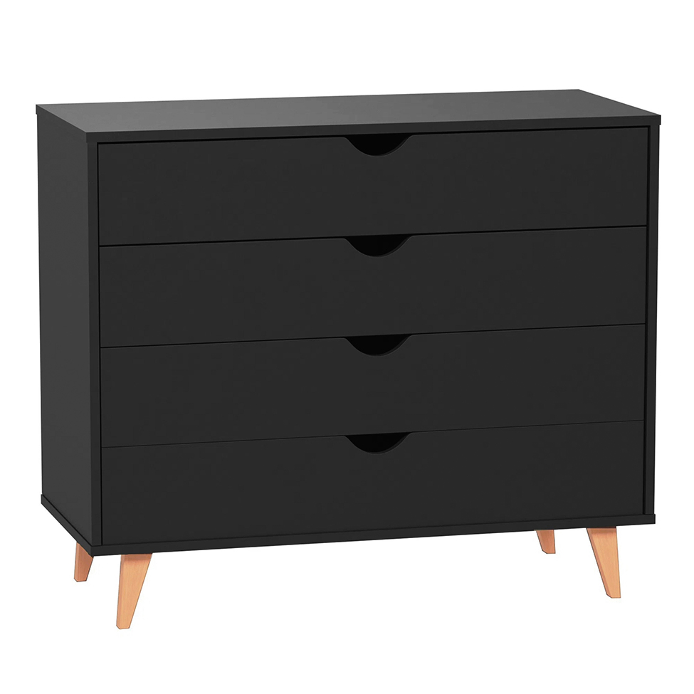 Cômoda Ipanema 4 Gavetas Preta 90 cm