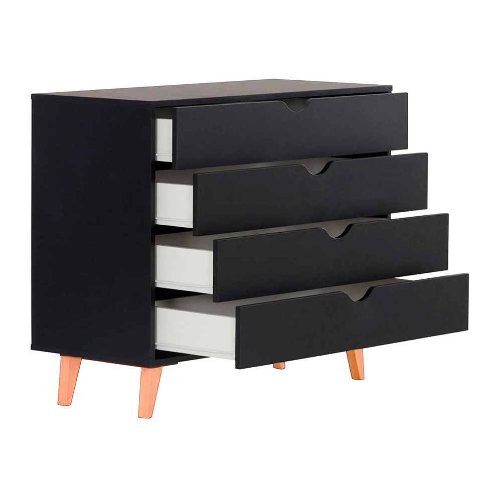 Cômoda Ipanema 4 Gavetas Preta 90 cm
