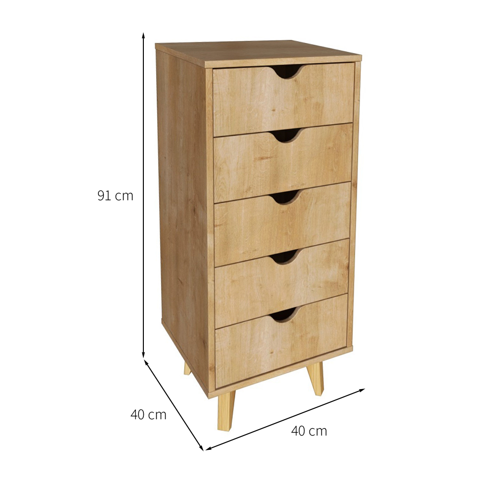 Cômoda Ipanema 5 Gavetas Amadeirada 40 cm