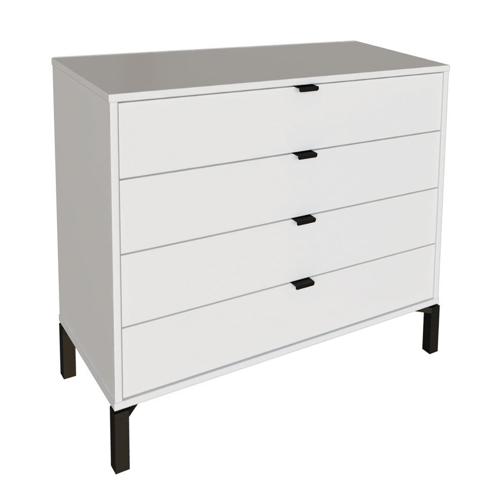 Cômoda Queens 4 Gavetas Branca 90 cm