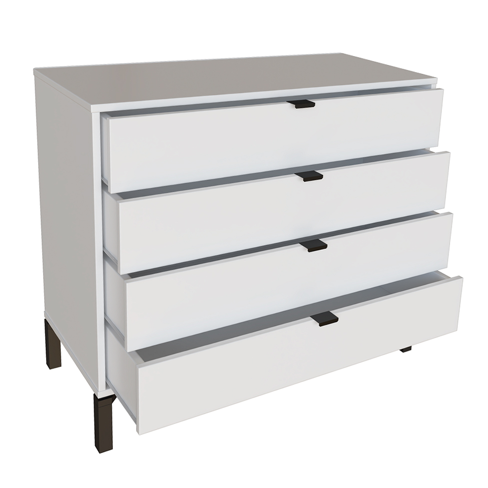 Cômoda Queens 4 Gavetas Branca 90 cm