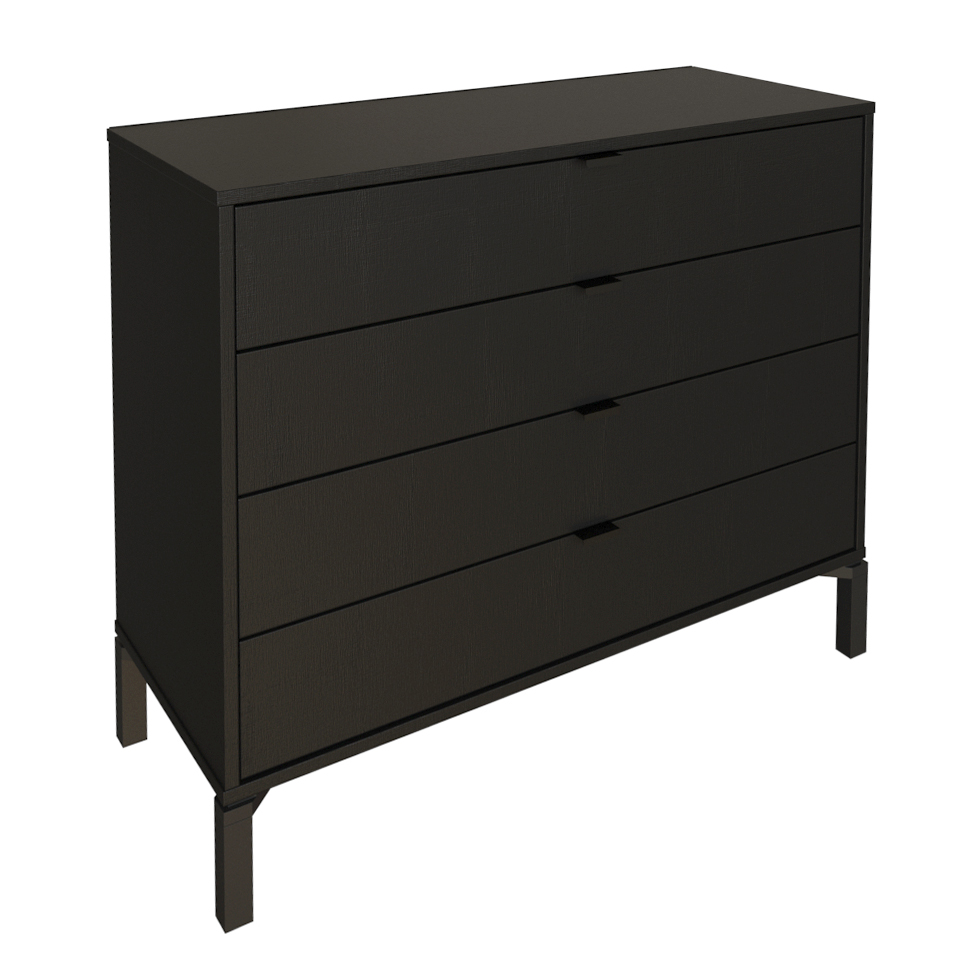 Cômoda Queens 4 Gavetas Preta 90 cm