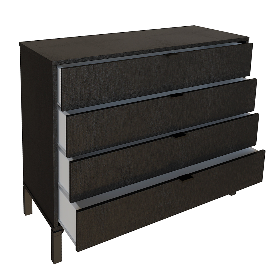 Cômoda Queens 4 Gavetas Preta 90 cm