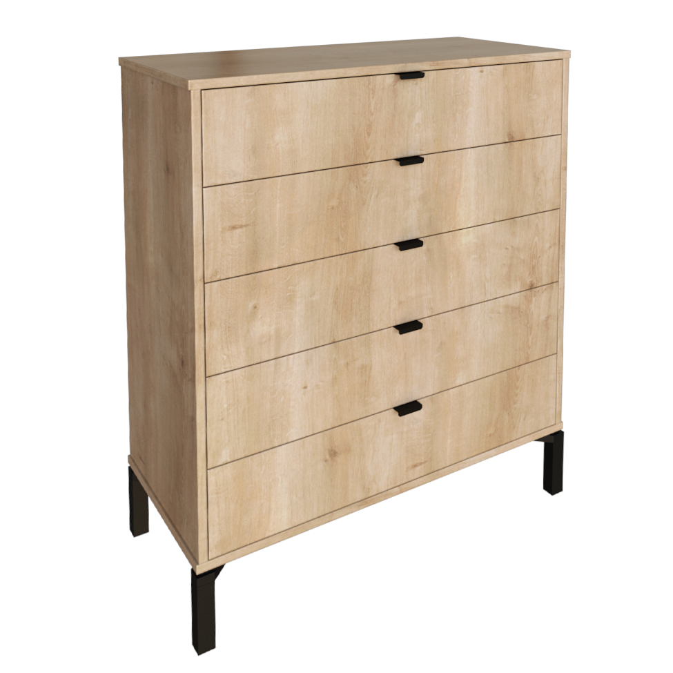 Cômoda Queens 5 Gavetas Amadeirada 90 cm