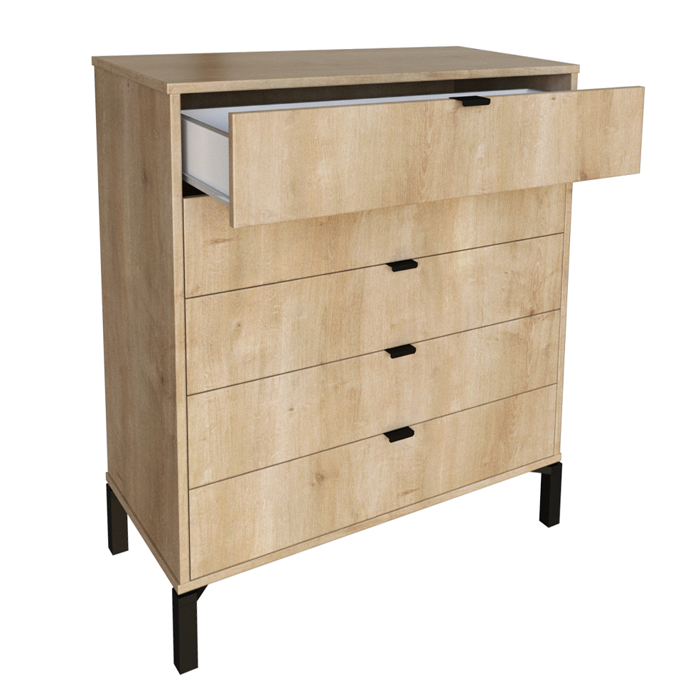 Cômoda Queens 5 Gavetas Amadeirada 90 cm
