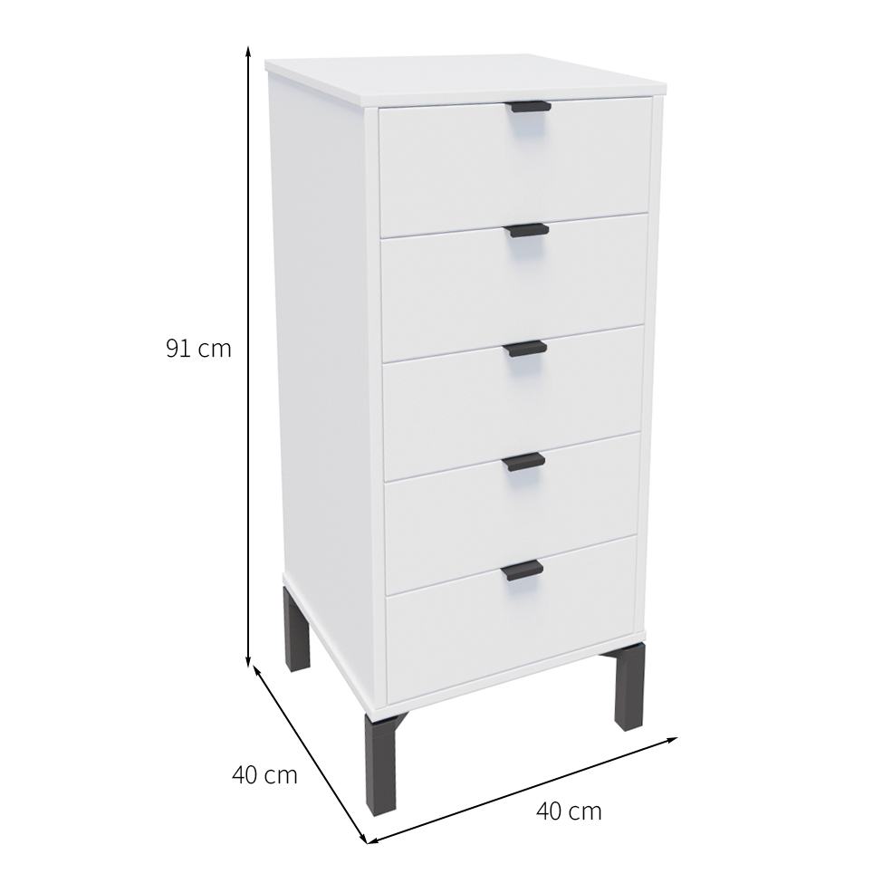 Cômoda Queens 5 Gavetas Branca 40 cm