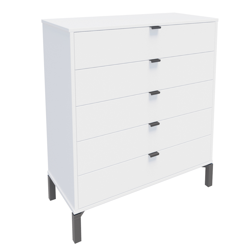 Cômoda Queens 5 Gavetas Branca 90 cm