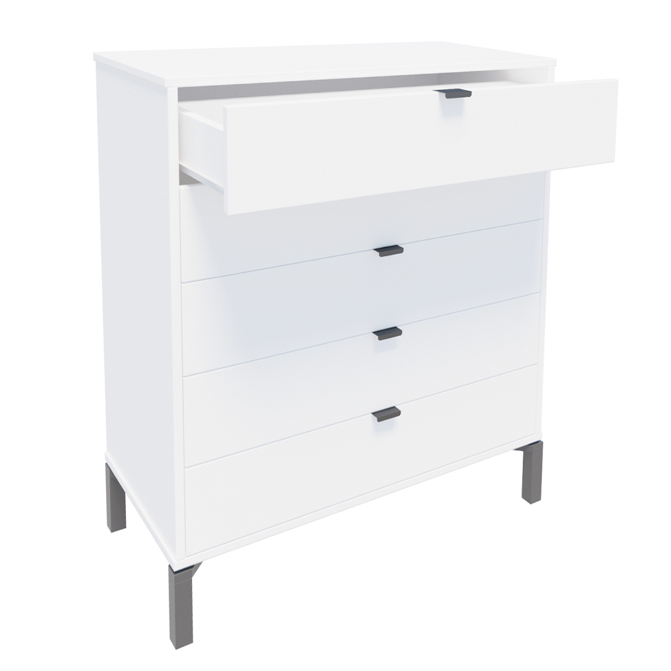 Cômoda Queens 5 Gavetas Branca 90 cm