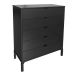 Cômoda Queens 5 Gavetas Preta 90 cm