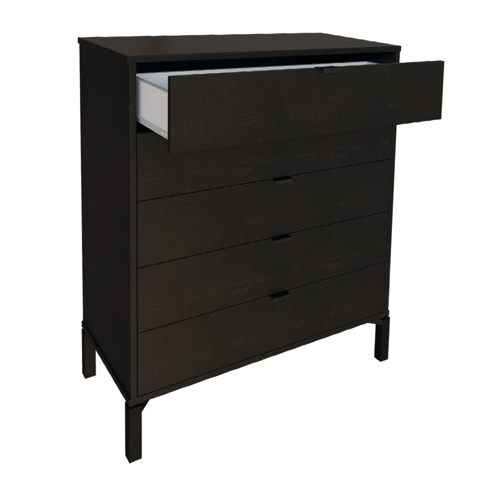 Cômoda Queens 5 Gavetas Preta 90 cm