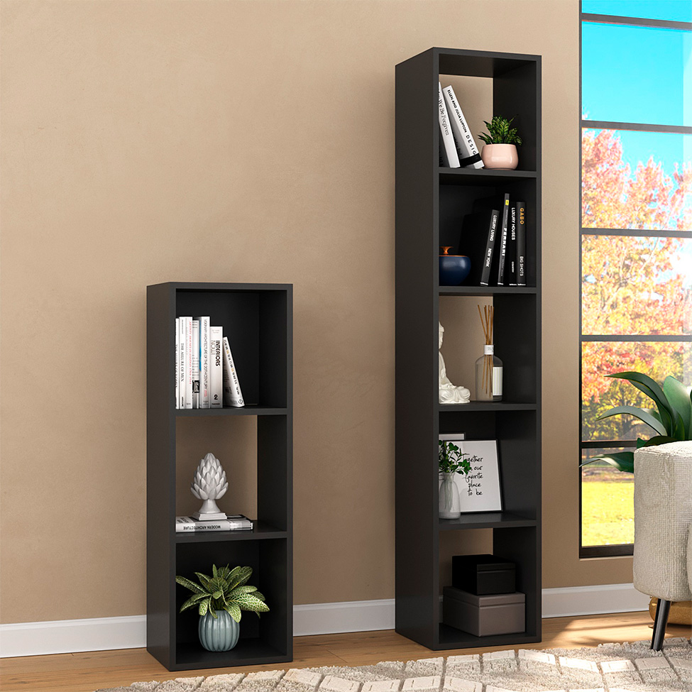 Estante para Escritório Torre Preta 90 cm