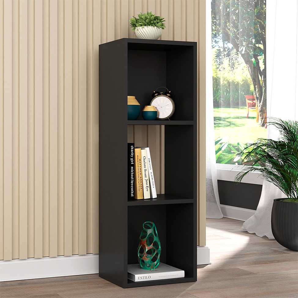 Estante para Escritório Torre Preta 90 cm