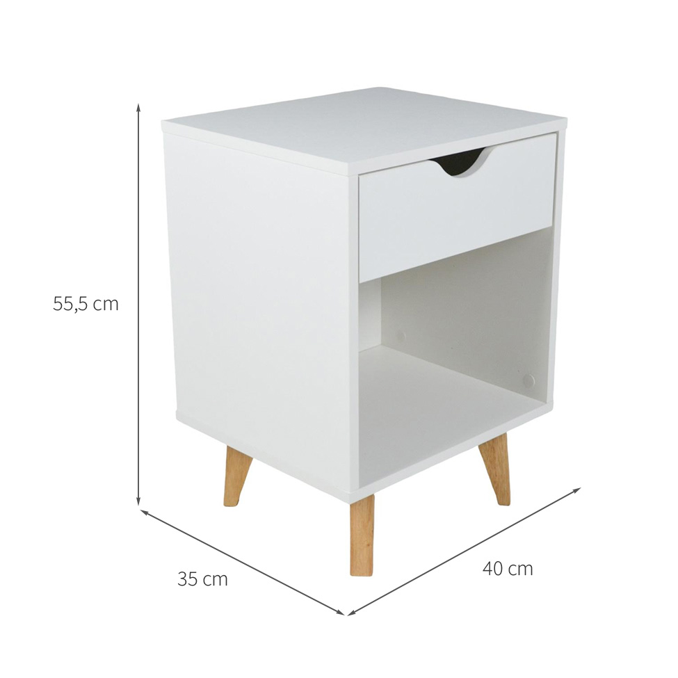 Mesa de Cabeceira Bilbo 1 Gaveta Branca