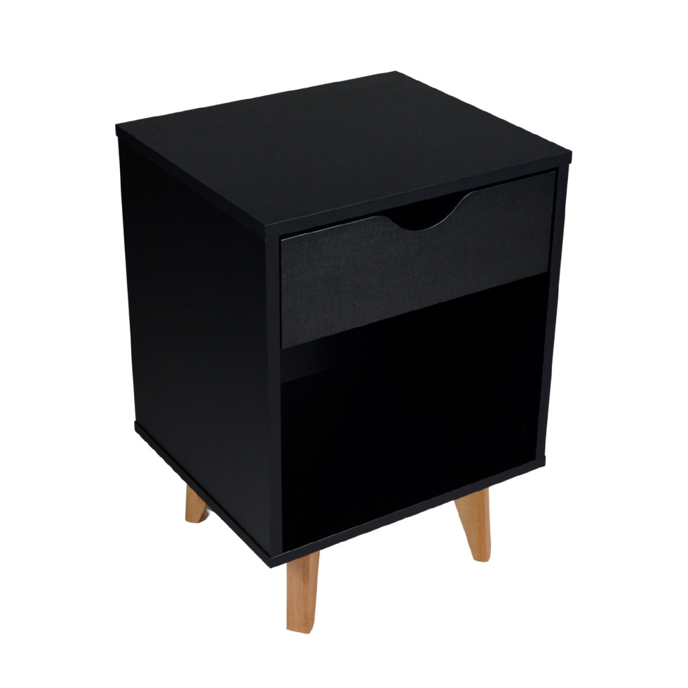 Mesa de Cabeceira Bilbo 1 Gaveta Preta
