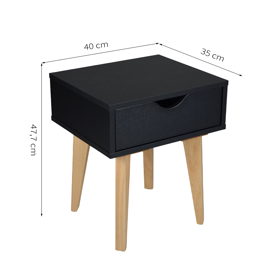 Mesa de Cabeceira Felice 1 Gaveta Preta