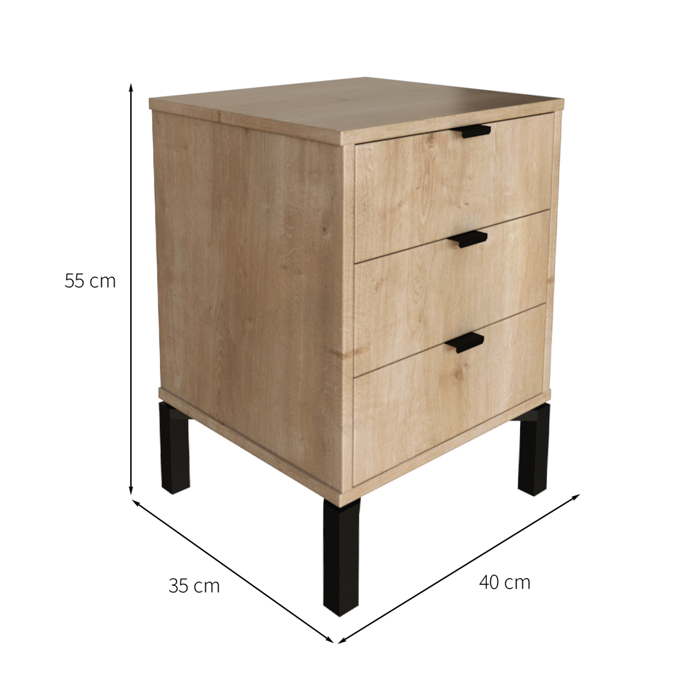 Mesa de Cabeceira Morgan 3 Gavetas Amadeirada