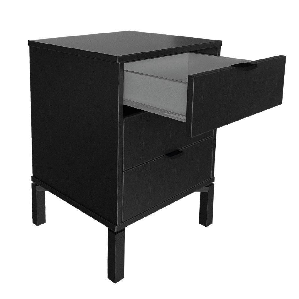 Mesa de Cabeceira Morgan 3 Gavetas Preta