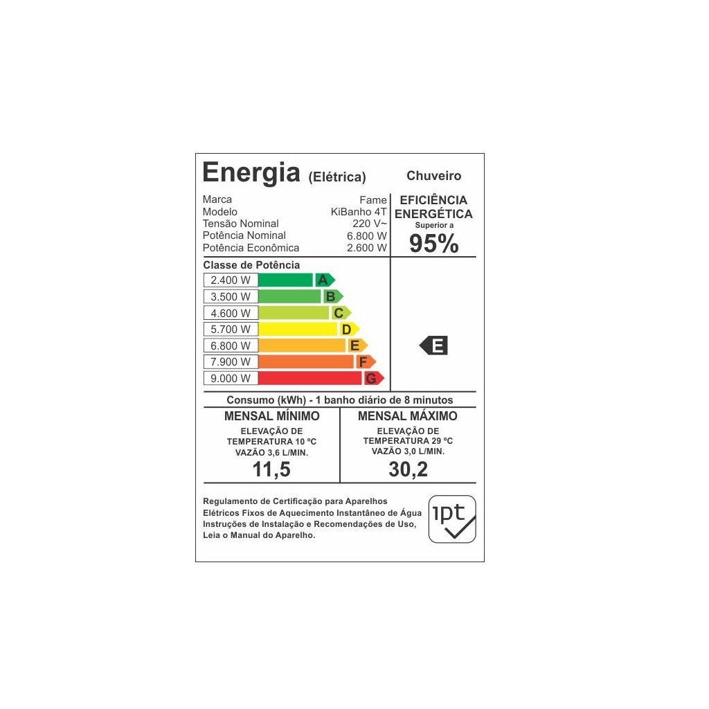Ducha Elétrica Kibanho 4T 6.800W 220V - Fame