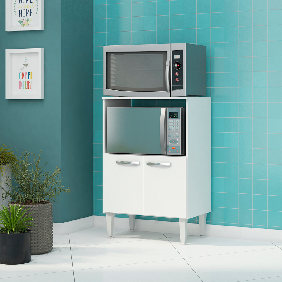 Armário para Micro-ondas Moscou 2 PT Branco